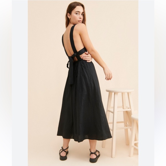 SANCIA Dresses & Skirts - SANCIA Mirela Strappy Back Smocked Dress apron linen